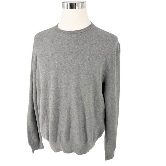 Polo Ralph Lauren Pullover Sweater Mens XL Gray Silver Pony Pima Cotton Textured - Picture 1 of 8